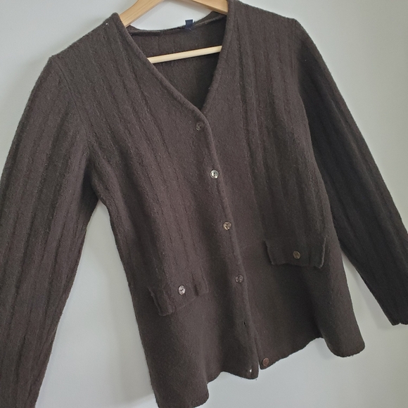 Tristan & Iseut Sweaters - Vintage Small Sweater Tristan And Iseut Wool Cardigan Forest Green V-neck Button